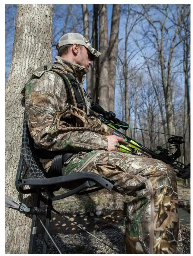 Alt view image 4 of 7 - Hawk Kickback Weather-Resistant LVL Hang-On Stand with Over-Molded Attachment Hooks and Teflon Washers (Black)