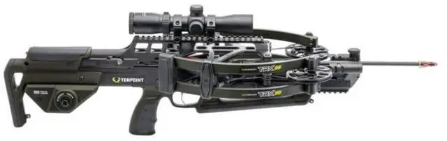 Alt view image 2 of 7 - TenPoint TRX 26 Crossbow with 100-Yard RangeMaster 100 Scope, Twin-Riser Technology, and TriggerTech Precision Trigger (Moss Green)