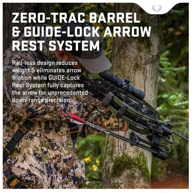 Alt view image 6 of 7 - TenPoint TRX 26 Crossbow with 100-Yard RangeMaster 100 Scope, Twin-Riser Technology, and TriggerTech Precision Trigger (Moss Green)