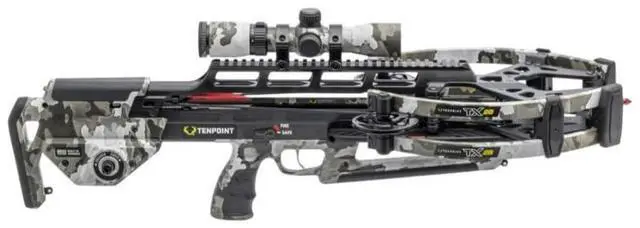 Alt view image 2 of 7 - TenPoint TRX 28 Crossbow with 100-Yard RangeMaster 100 Vektra Scope, Twin-Riser Technology, and TriggerTech Precision Trigger (Vektra Camo)