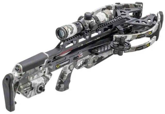 Main image of TenPoint TRX 28 Crossbow with 100-Yard RangeMaster 100 Vektra Scope, Twin-Riser Technology, and TriggerTech Precision Trigger (Vektra Camo)