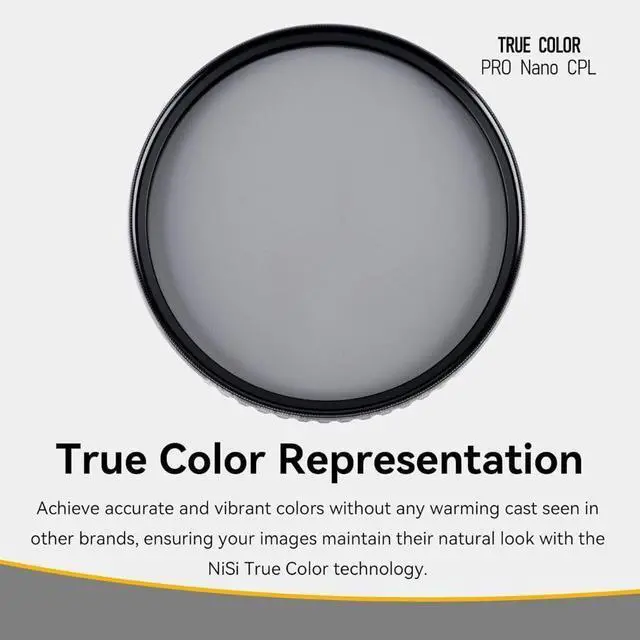 Alt view image 4 of 7 - NiSi True Color Pro Nano CPL Circular Polarizing Filter with Aluminum Construction, Cine Seal Technology, and Pro Nano Coating (86mm)
