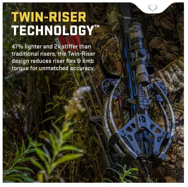 Alt view image 6 of 7 - TenPoint TRX 28 Crossbow with 100-Yard RangeMaster 100 Vektra Scope, Twin-Riser Technology, and TriggerTech Precision Trigger (Vektra Camo)