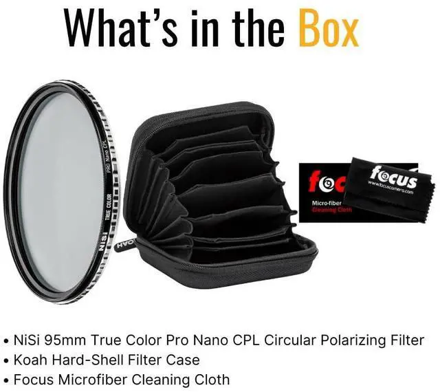Alt view image 7 of 7 - NiSi 95mm True Color Pro Nano CPL Circular Polarizing Filter Bundle with Hard-Shell Filter Case and Microfiber Cleaning Cloth (3 Items)