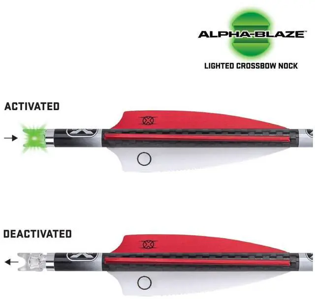 Alt view image 6 of 7 - TenPoint 20-Inch 0.003-Inch Straight Alpha-Blaze Lighted Nocks Pro Elite 400 Carbon Crossbow Arrows (Green, 3-Pack)