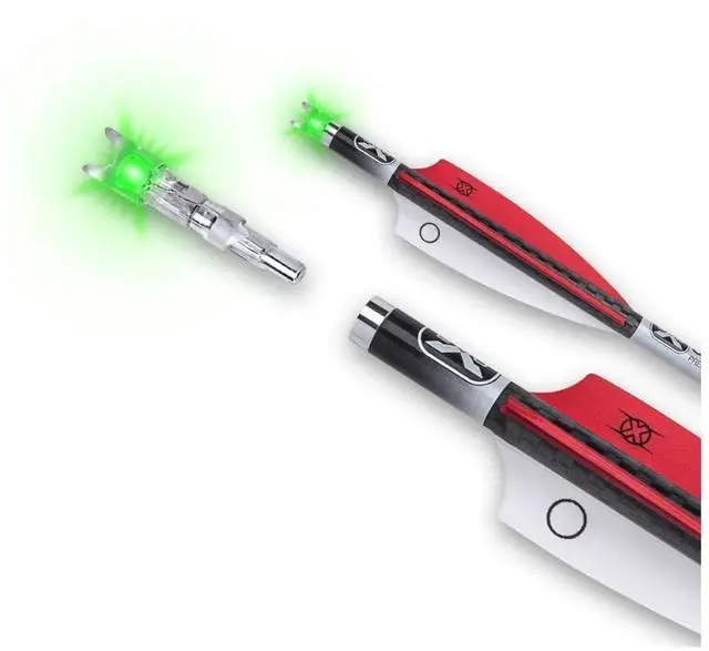 Alt view image 4 of 7 - TenPoint 20-Inch 0.003-Inch Straight Alpha-Blaze Lighted Nocks Pro Elite 400 Carbon Crossbow Arrows (Green, 3-Pack)