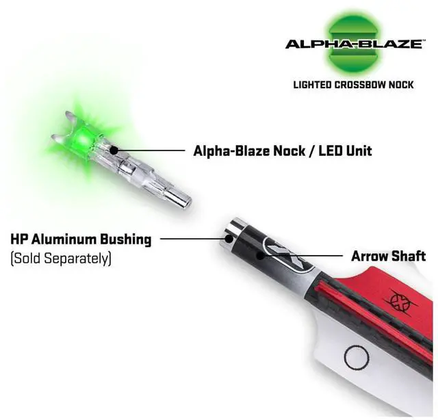 Alt view image 5 of 7 - TenPoint 20-Inch 0.003-Inch Straight Alpha-Blaze Lighted Nocks Pro Elite 400 Carbon Crossbow Arrows (Green, 3-Pack)