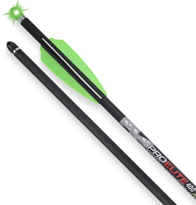 Alt view image 7 of 7 - TenPoint 20-Inch 0.003-Inch Straight Alpha-Blaze Lighted Nocks Pro Elite 400 Carbon Crossbow Arrows (Green, 3-Pack)