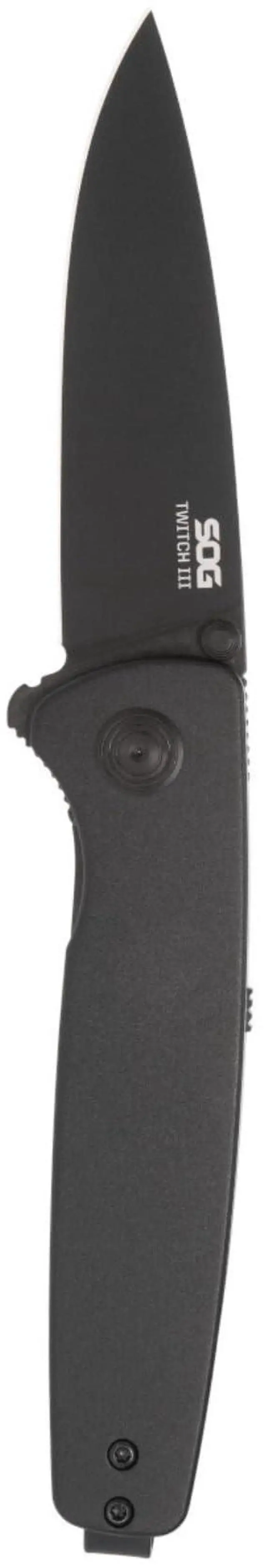 Main image of SOG Twitch III Ambidextrous Folding Knife 6061 Aluminum Handles Cryo Steel Blade (Black)