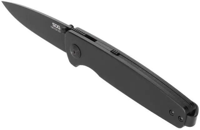 Alt view image 4 of 7 - SOG Twitch III Ambidextrous Folding Knife 6061 Aluminum Handles Cryo Steel Blade (Black)
