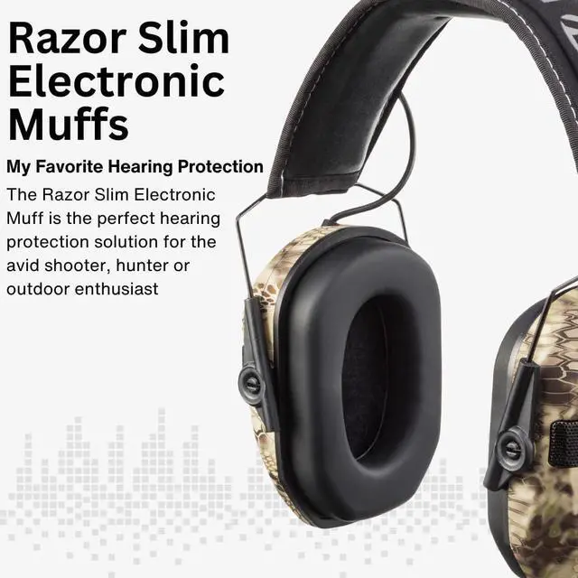 Alt view image 3 of 6 - Walkers Razor Slim Electronic Muff (Kryptek Camo) Bundle with Walkers Razor Walkie Talkie Attachment (Flat Dark Earth), Sport Glasses (Clear), and Microfiber Cleaning Cloth (4 Items)