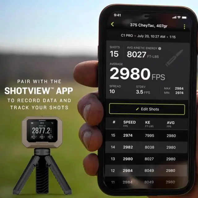 Alt view image 4 of 7 - Garmin Xero C1 Pro Chronograph Bundle with Impact-Proof Watertight and Dustproof Hard Carry Case (2 Items)