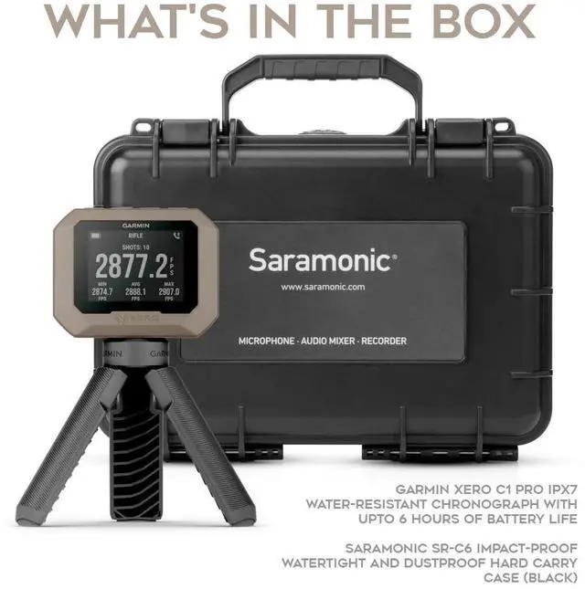 Alt view image 7 of 7 - Garmin Xero C1 Pro Chronograph Bundle with Impact-Proof Watertight and Dustproof Hard Carry Case (2 Items)