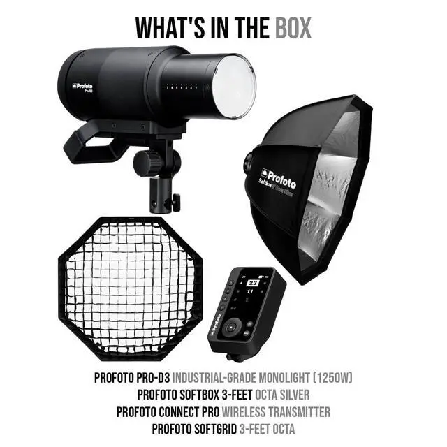 Alt view image 7 of 7 - Profoto Pro-D3 1250W Industrial-Grade Monolight Bundle with Profoto Softbox 3-Feet Octa Silver, Profoto Connect Pro for Canon, and Profoto Softgrid 3-Feet Octa (4 Items)