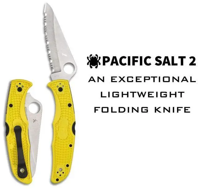 Alt view image 2 of 6 - Spyderco Pacific Salt 2 Folding Knife 3.78-Inch Yellow FRN Handle H-2 Steel Blade 4-Position Pocket Clip
