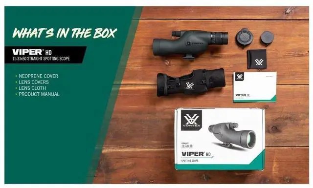 Alt view image 5 of 7 - Vortex Viper HD 11-33x50 Straight Spotting Scope with Lightweight Design, XR Plus Lens Coatings, Dielectric Prism Coatings, Dual Focus Knobs and HD Optical System