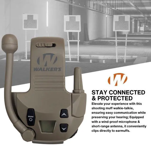 Alt view image 2 of 6 - Walker's Razor 22-Channel Walkie Talkie Attachment with LCD Screen (Flat Dark Earth) Bundle with BELOW ZERO 12kN Heavy Duty Carabiner with Locking Clip (Orange) (2 Items)