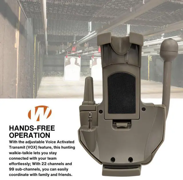 Alt view image 3 of 6 - Walker's Razor 22-Channel Walkie Talkie Attachment with LCD Screen (Flat Dark Earth) Bundle with BELOW ZERO 12kN Heavy Duty Carabiner with Locking Clip (Orange) (2 Items)