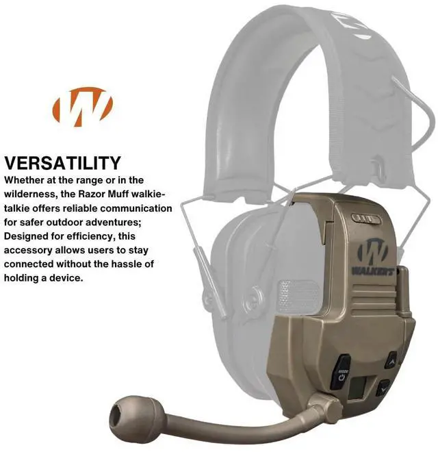 Alt view image 5 of 6 - Walker's Razor 22-Channel Walkie Talkie Attachment with LCD Screen (Flat Dark Earth) Bundle with BELOW ZERO 12kN Heavy Duty Carabiner with Locking Clip (Orange) (2 Items)