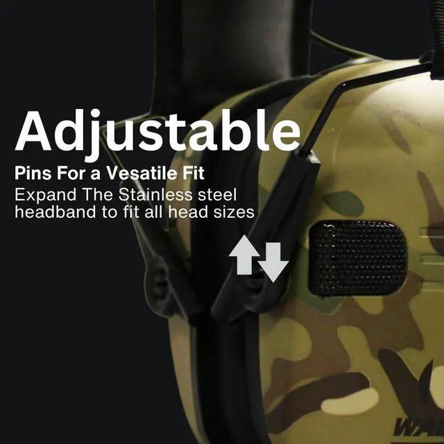 Alt view image 4 of 7 - Walkers Razor Slim Electronic Muff (MultiCam Camo Tan, 2-Pack) Bundle with 2 x Walkie-Talkie Attachment, 2 x Gel Ear Pad, 2 x Shooting Glasses, and 2 x Microfiber Cleaning Cloth (10 Items)
