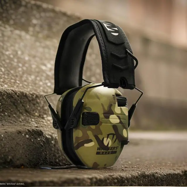 Alt view image 6 of 7 - Walkers Razor Slim Electronic Muff (MultiCam Camo Tan, 2-Pack) Bundle with 2 x Walkie-Talkie Attachment, 2 x Gel Ear Pad, 2 x Shooting Glasses, and 2 x Microfiber Cleaning Cloth (10 Items)