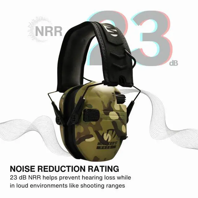 Alt view image 5 of 7 - Walkers Razor Slim Electronic Muff (MultiCam Camo Tan, 2-Pack) Bundle with 2 x Walkie-Talkie Attachment, 2 x Gel Ear Pad, 2 x Shooting Glasses, and 2 x Microfiber Cleaning Cloth (10 Items)
