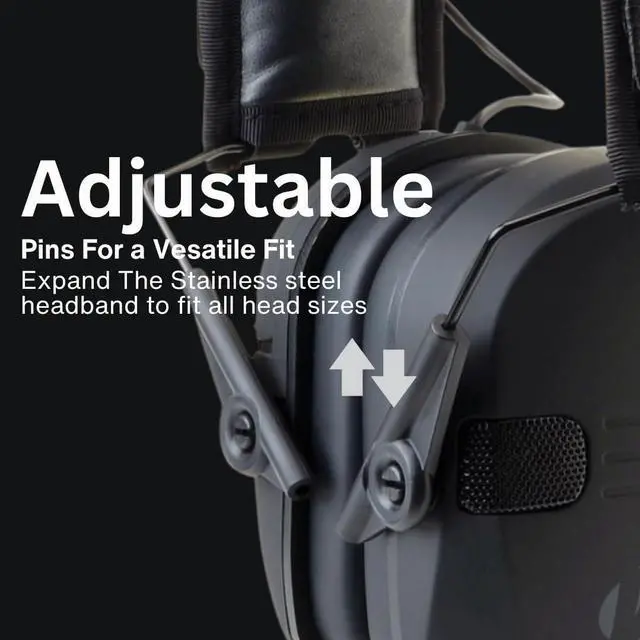 Alt view image 4 of 7 - Walker's Razor Slim Electronic Muff (Black Patriot Version) Bundle with Walkie-Talkie Attachment, Gel Ear Pad, Shooting Glasses, and Microfiber Cleaning Cloths (5 Items)