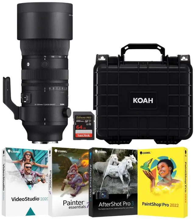 Main image of SIGMA 70-200 mm F2.8 DG DN OS Sports for Leica L-Mount- High-Performance Photography Lens Bundle with Waterproof Storage Hard Case Photo Editing Software, 64GB Memory Card (4 Items)