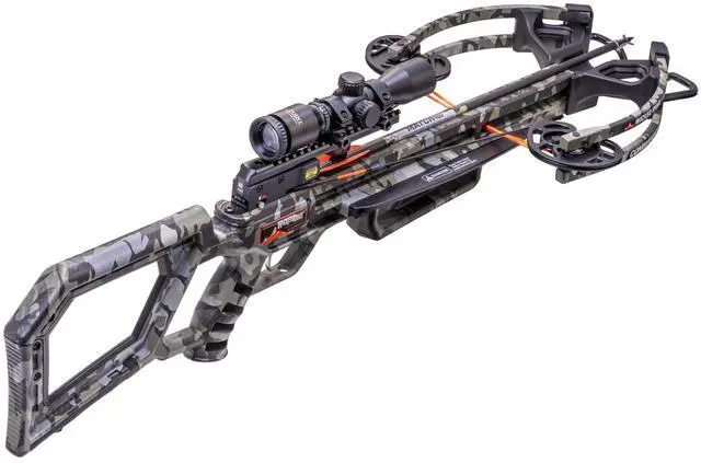 Alt view image 4 of 7 - TenPoint Wicked Ridge Commander M1 Lightweight and Compact Profile Crossbow with Rope-Sled and Fully Coated 4x Multi-Line Scope (Peak Camo)