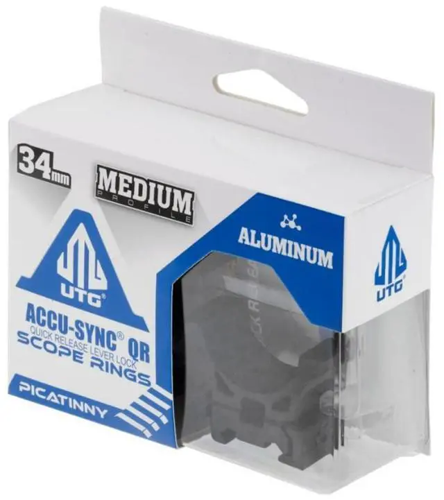 Alt view image 4 of 7 - UTG ACCU-SYNC 34mm QR Picatinny Scope Rings with Locking Quick Release Lever and Tool-Free Tension Adjustment (Black, Medium Profile)