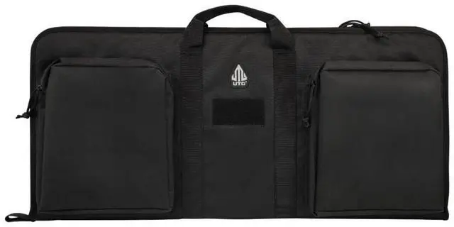 Main image of UTG 28-Inch Keep-It-Simple KIS Durable Water Resistant Polyester Gun Case with Two Zippered Front Pockets, Adjustable Shoulder Strap, and Wall Hanger Loop (Black)