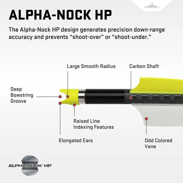 Alt view image 5 of 7 - Ten Point Wicked Ridge Match 400 Grains .004 Inch Straight Alpha-Nock 20-Inch Carbon Arrow (6-Pack)