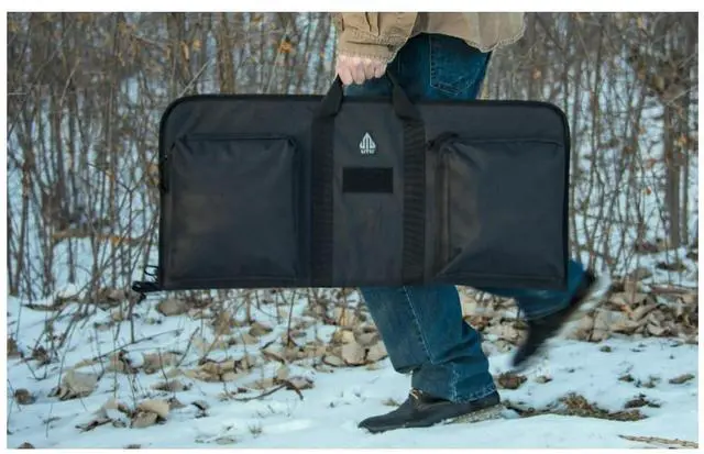 Alt view image 5 of 7 - UTG 28-Inch Keep-It-Simple KIS Durable Water Resistant Polyester Gun Case with Two Zippered Front Pockets, Adjustable Shoulder Strap, and Wall Hanger Loop (Black)