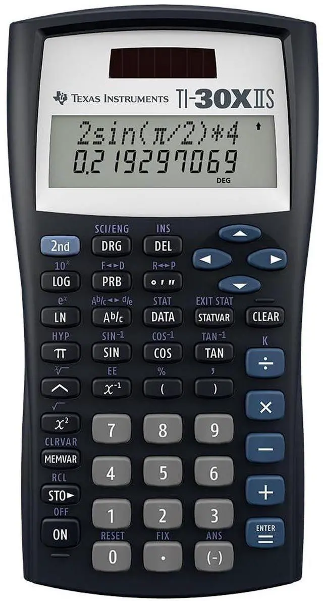 Main image of TI-30XIIS Scientific Calculator, Black with Blue Accents (30XIIS/TBL/1L1/BK)
