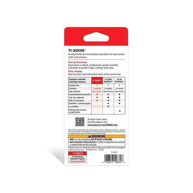 Alt view image 3 of 6 - TI-30XIIS Scientific Calculator, Black with Blue Accents (30XIIS/TBL/1L1/BK)