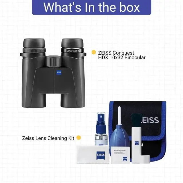 Alt view image 7 of 7 - Zeiss Conquest HDX 10x32 Binocular with 90 Percent Light Transmission and Rugged Design (Black) Bundle with Zeiss Lens Cleaning Kit (2 Items)