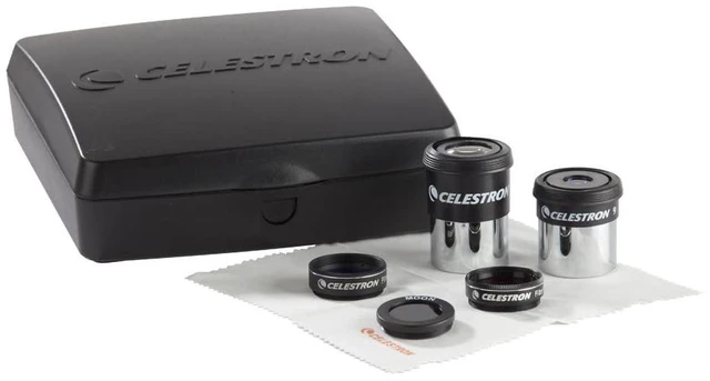 Main image of PowerSeeker Telescope Accessory Kit Eyepieces & Filters Essential Accessories for Beginning Astronomers, 2 Kellner Eyepieces, 3 Colored Filters, Lens Cleaning Cloth, For Beginners