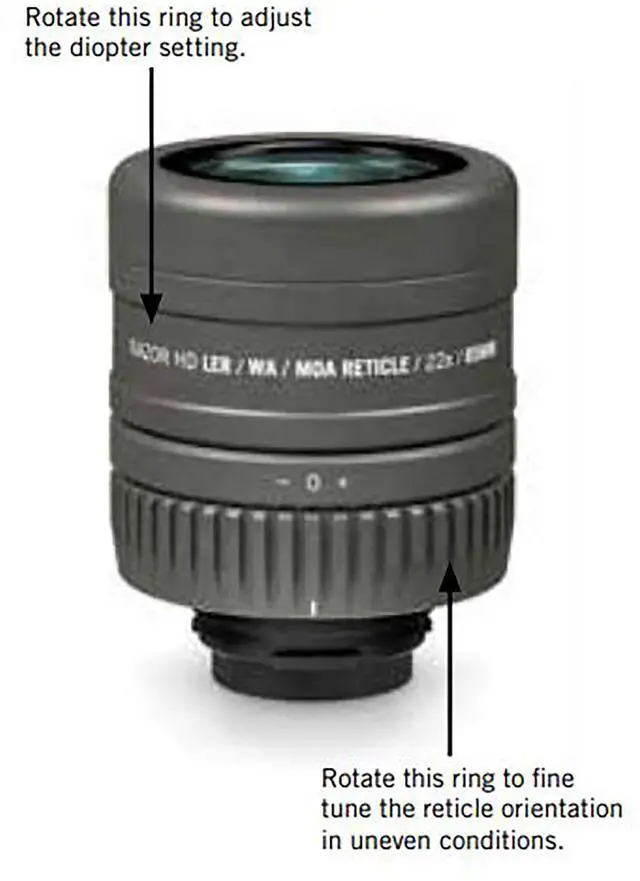 Alt view image 6 of 7 - Vortex Optics Razor HD 22x Ranging MOA Reticle Spotting Scope Eyepiece for the Razor HD 27-60x85mm Spotting Scope