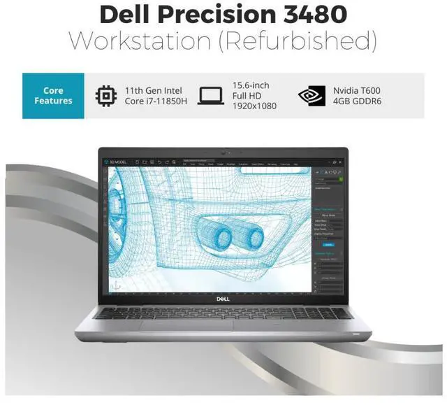 Alt view image 5 of 6 - Dell Precision 3561 15.6 FHD Intel i7-11850H 32GB, 512GB SSD, NVIDIA, Win 11 Pro