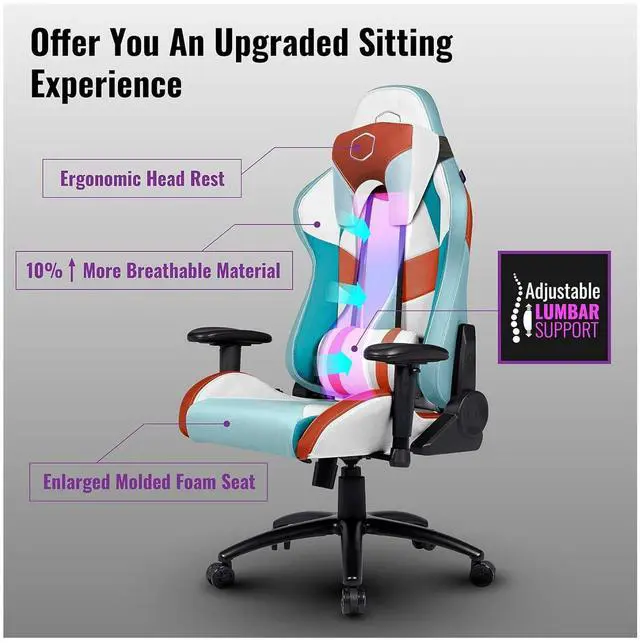 Alt view image 4 of 6 - Cooler Master Caliber R2S Kanagawa Gaming Chair with Adjustable Seat