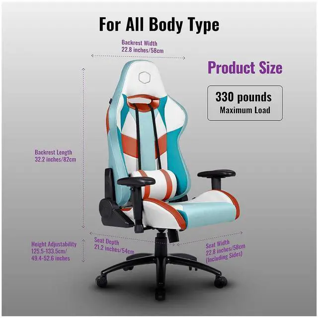 Alt view image 5 of 6 - Cooler Master Caliber R2S Kanagawa Gaming Chair with Adjustable Seat