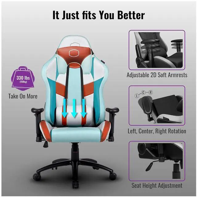 Alt view image 3 of 6 - Cooler Master Caliber R2S Kanagawa Gaming Chair with Adjustable Seat