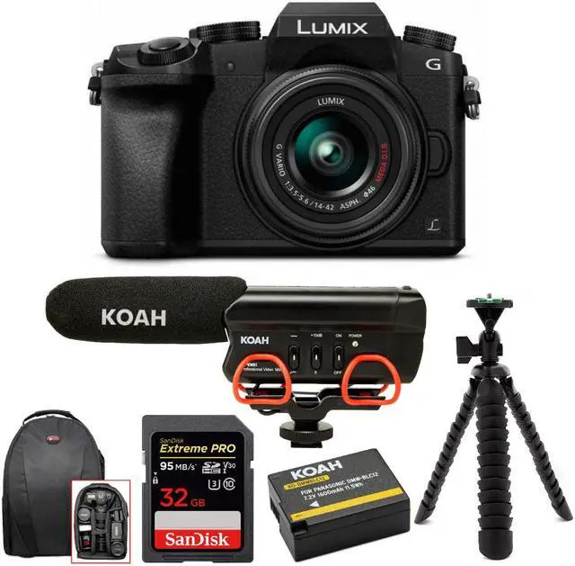 Main image of Panasonic LUMIX G7 Mirrorless Camera with 14-42mm Lens and Koah Microphone Bundle
