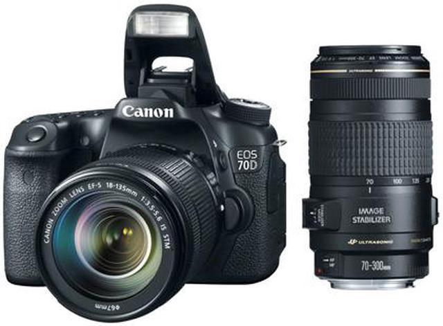 Canon 70d EOS 70D 20.2 MP DSLR Camera with Dual Pixel CMOS AF with EF-S  18-135mm F3.5-5.6 IS STM + Canon 70-300mm f/4.0-5.6 EF IS Image Stabilized  USM