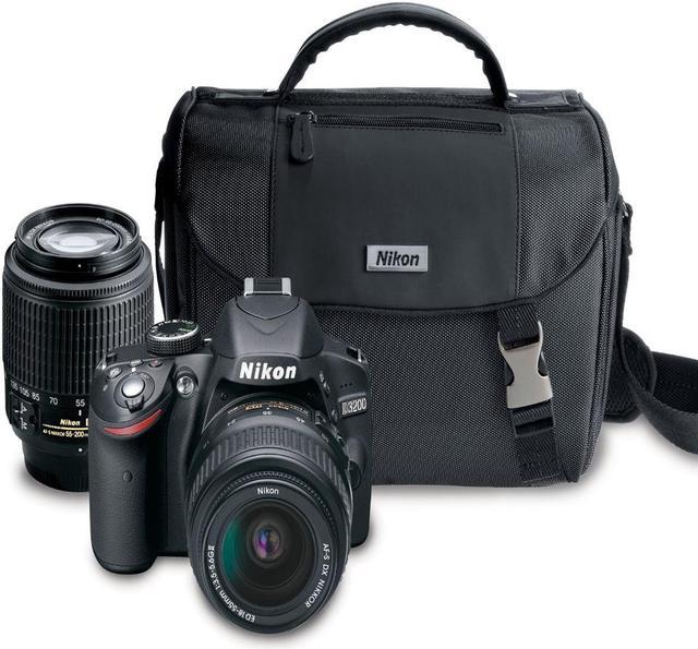 Nikon D3200 DSLR Camera with 18-55mm and 55-200mm Lenses (Black)