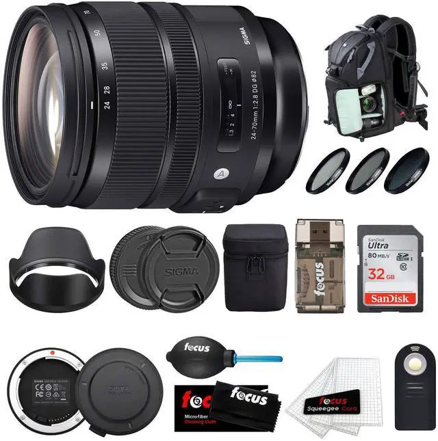 Main image of Sigma 24-70mm f/2.8 DG OS HSM ART Lens for Canon with Dock and Backpack Bundle