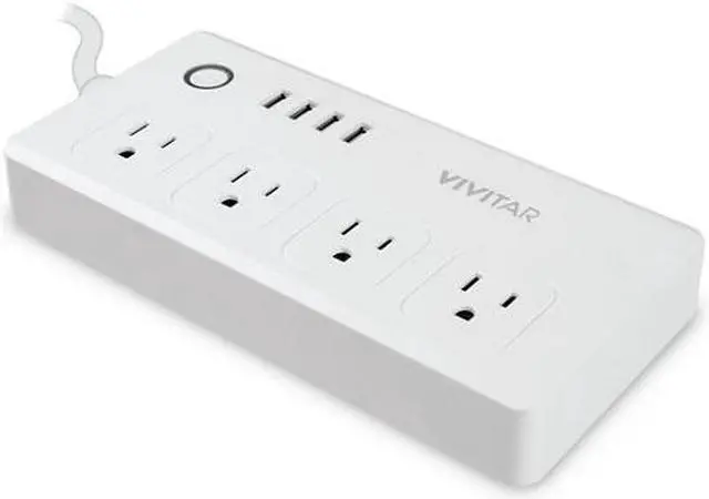 Alt view image 2 of 7 - Vivitar Smart Home Power Strip, Multi Plug with 4 USB Ports (HA-1007)