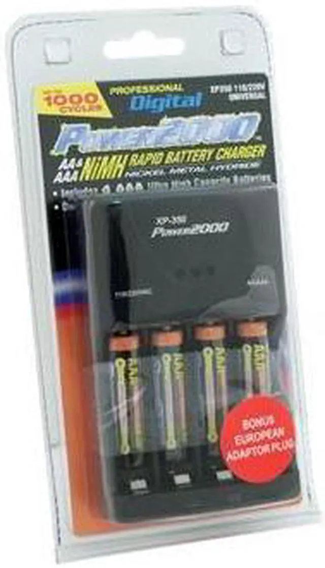 Alt view image 2 of 2 - Power2000 XP350-(4) AAA NiMH Rechargeable Batteries & 110/220V Rapid Charger