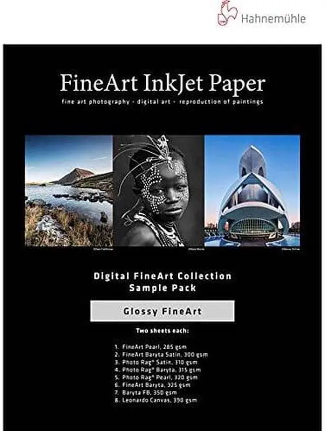 Alt view image 2 of 3 - Hahnemuhle FineArt Glossy Inkjet Paper Sample Pack, 8.5x11", 14 Sheets #11640308