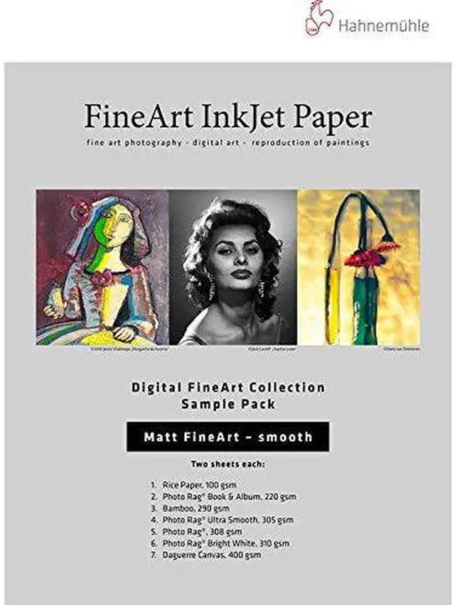 Alt view image 2 of 4 - Hahnemuhle Matte Fine Art Smooth Inkjet Paper Sample Pack, 8.5x11", 14 Sheets